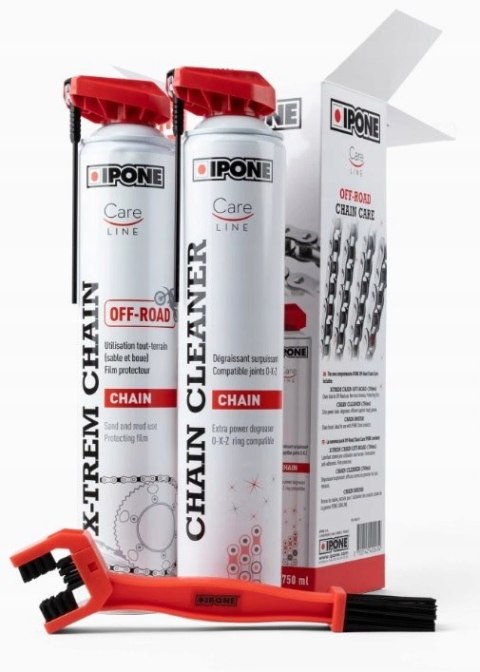 IPONE OFF ROAD CHAIN CARE ZESTAW DO CZYSZCZENIA I SMAROWANIA ŁAŃCUCHA (2 X 750ML) ZE SZCZOTKĄ (CARELINE) IPONE OFF ROAD CHAIN CARE ZESTAW DO CZYSZCZENIA I SMAROWANIA ŁAŃCUCHA (2 X 750ML) ZE SZCZOTKĄ (CARELINE)