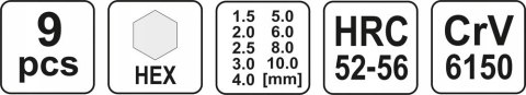 YATO YT-0500 Klucze imbusowe hex 1,5-10 9 szt YATO YT-0500 Klucze imbusowe hex 1,5-10 9 szt
