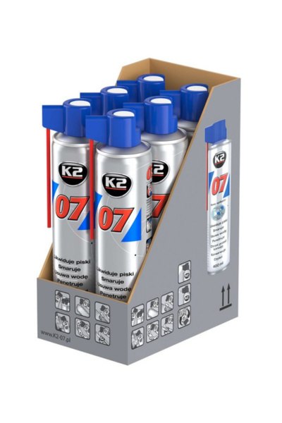 K2 07 400 ML - Produkt wielozadaniowy: likwiduje piski, smaruje, czyści, penetruje, chroni przed korozją. K2 07 400 ML - Produkt wielozadaniowy: likwiduje piski, smaruje, czyści, penetruje, chroni przed korozją.