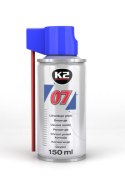 K2 07 150 ML - Produkt wielozadaniowy: likwiduje piski, smaruje, czyści, penetruje, chroni przed korozją. K2 07 150 ML - Produkt wielozadaniowy: likwiduje piski, smaruje, czyści, penetruje, chroni przed korozją.