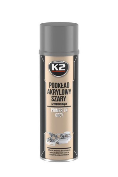 K2 SZYBKOSCHNĄCY AKRYLOWY PODKŁAD SZARY 500 ML - Szybkoschnąca farba podkładowa