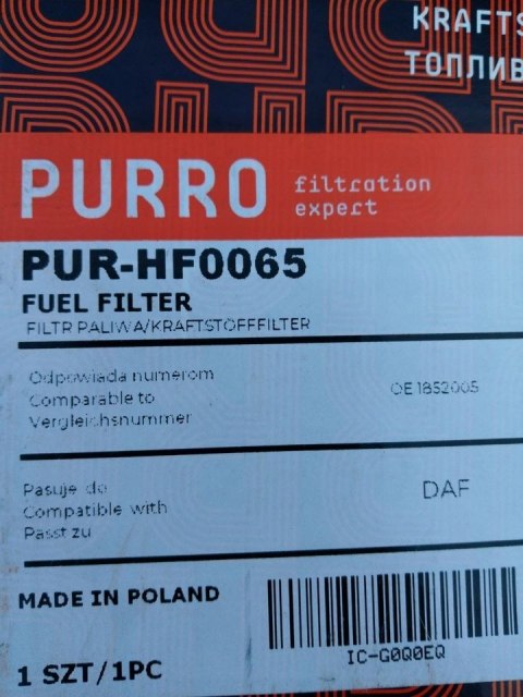 PURRO PUR-HF0065 Filtr paliwa PURRO PUR-HF0065 Filtr paliwa