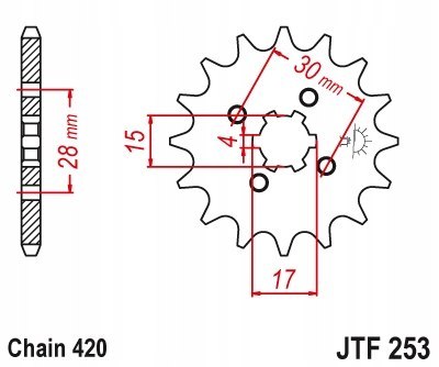 JT Zębatka przednia Jt JTF253,16 JT Zębatka przednia Jt JTF253,16