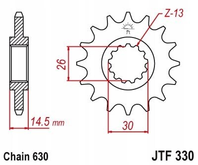 JT Zębatka przednia Jt JTF330,15 JT Zębatka przednia Jt JTF330,15