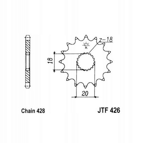 JT Zębatka przednia Jt JTF426,16 JT Zębatka przednia Jt JTF426,16