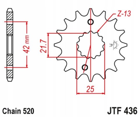 JT Zębatka przednia Jt JTF436,15 JT Zębatka przednia Jt JTF436,15