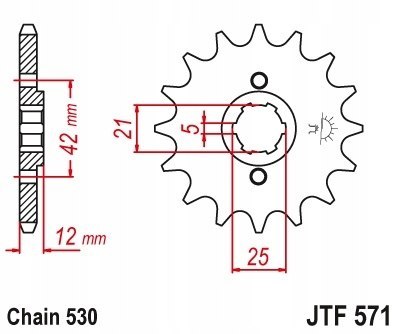 JT Zębatka przednia stal JT 50 (530) z.16 JTF571,16 JT Zębatka przednia stal JT 50 (530) z.16 JTF571,16