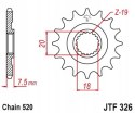 JT Zębatka przednia stal JT 520 z.12 JTF326,12 JT Zębatka przednia stal JT 520 z.12 JTF326,12
