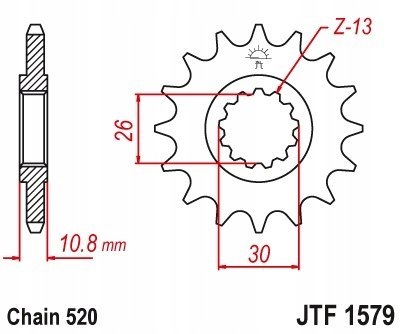 JT Zębatka przednia stal JT typ łańcucha 520 zębów 16 JT Zębatka przednia stal JT typ łańcucha 520 zębów 16