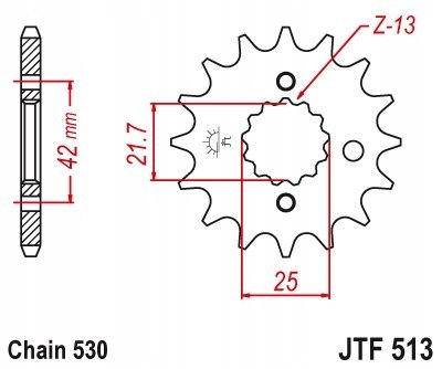 JT Zębatka przednia stal łańcuch 50 ilość zębów 13 CAGIVA RAPTOR, JT Zębatka przednia stal łańcuch 50 ilość zębów 13 CAGIVA RAPTOR,