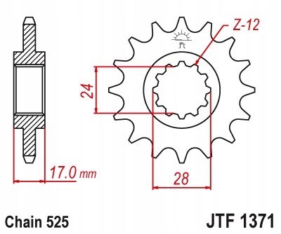 JT Zębatka przednia stal łańcuch 520 ilość zębów 13 KAWASAKI KFX; SUZUKI JT Zębatka przednia stal łańcuch 520 ilość zębów 13 KAWASAKI KFX; SUZUKI