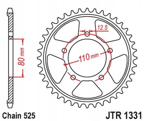 JT Zębatka tylna stal JT z.42 JTR1331,42ZBK JT Zębatka tylna stal JT z.42 JTR1331,42ZBK