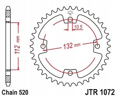 JT Zębatka tylna stal kymco kxr kxu maxxer mxu JT JTR1072,38 JT Zębatka tylna stal kymco kxr kxu maxxer mxu JT JTR1072,38