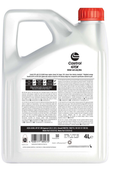 CASTROL GTX 10W-40 A3/B4 4L CASTROL GTX 10W-40 A3/B4 4L