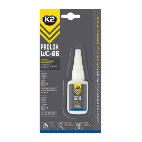 K2 PROLOK WC-06 20g - Klej cyjanoakrylowy, niska lepkość K2 PROLOK WC-06 20g - Klej cyjanoakrylowy, niska lepkość